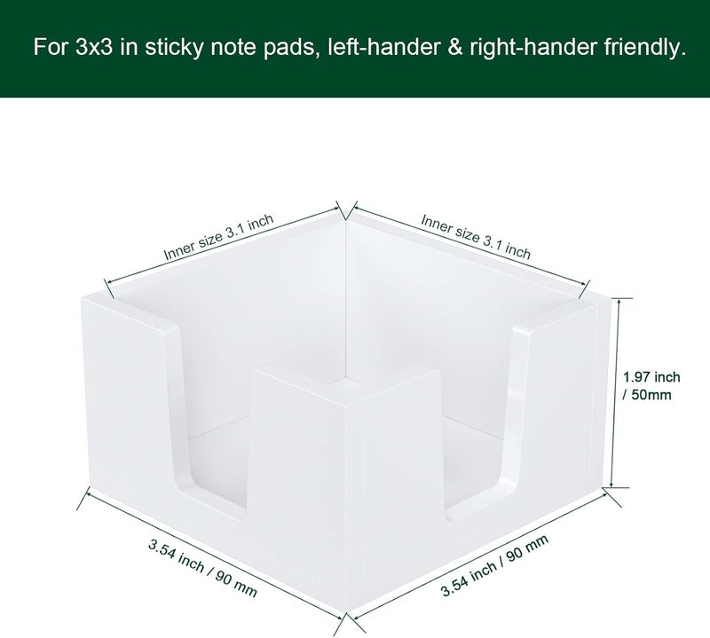 BOSSCASA Acrylic Sticky Note Holder, Self-Stick Note Pad Holder W/O Pads - Note Dispenser Memo Pad Holder Desk Organizer for School Office Home (3''x3'' White) - Image 2